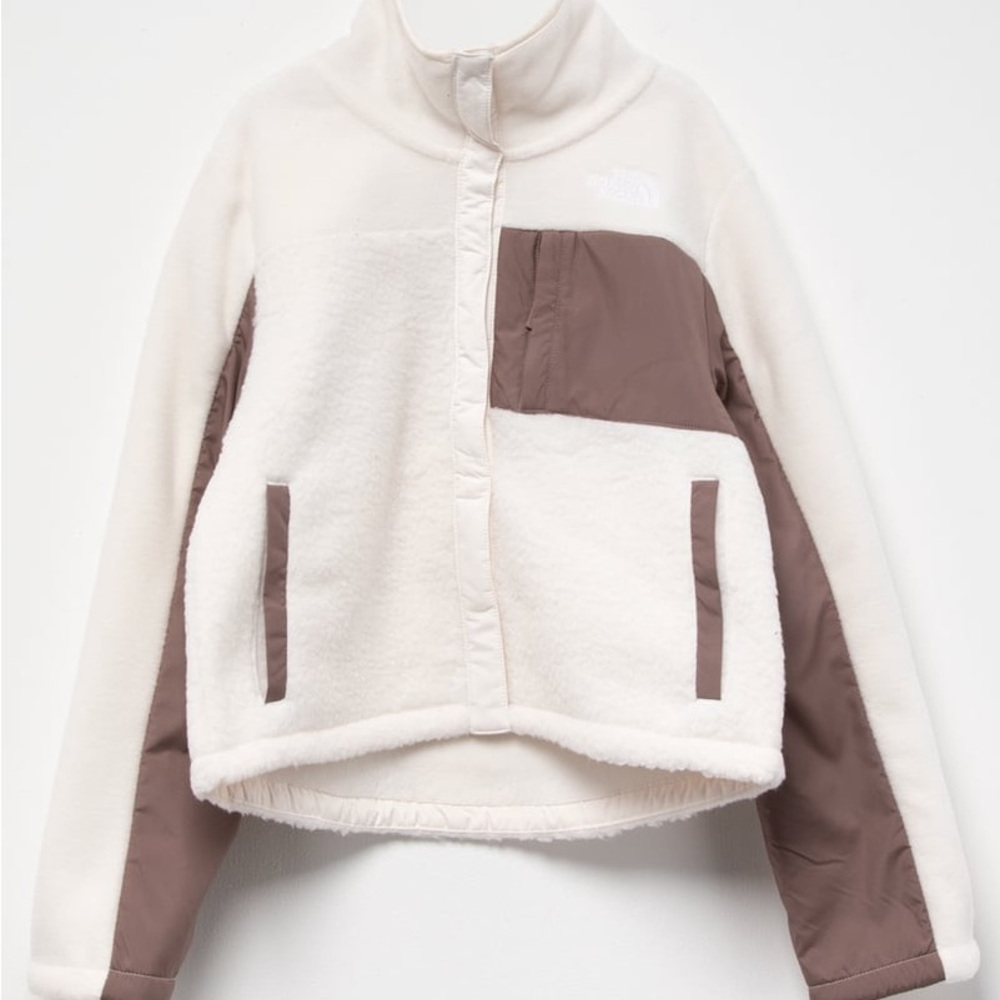 The North Face Kids Fleece Mashup Jacket White and Brown